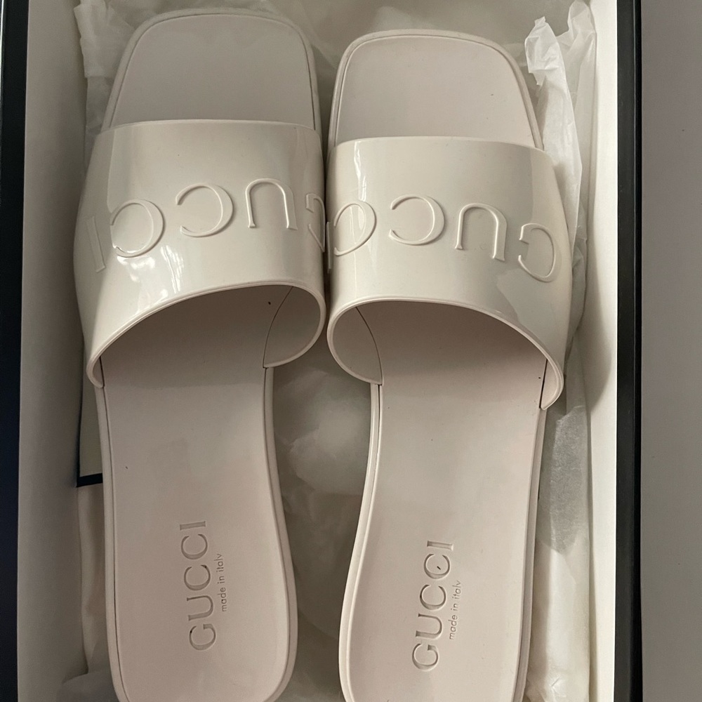 White Gucci Mules